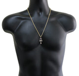 Iced Ankh Pendant 14k Gold Plated Cz w/ 24" Rope Chain Hip Hop Necklace