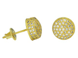 Dome 10mm 14k Gold Plated Cz Screw On Stud Earrings
