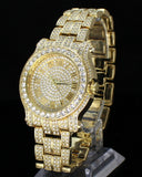 Mens 14k Gold Plated Iced up Cubic Zirconia Hip Hop Rapper Watch